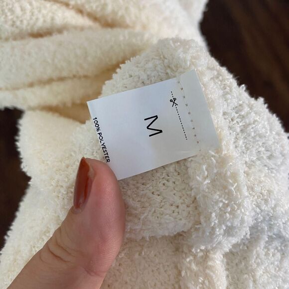 Chunky Fuzzy Ultra Soft Off White Cream Long Fluffy Cardigan M - Picture 6 of 6